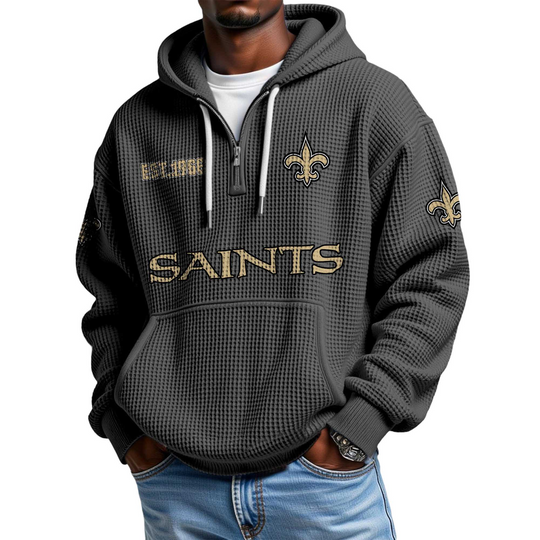 Discover Saints EST 1966 Waffle Quarter Zip Hoodie