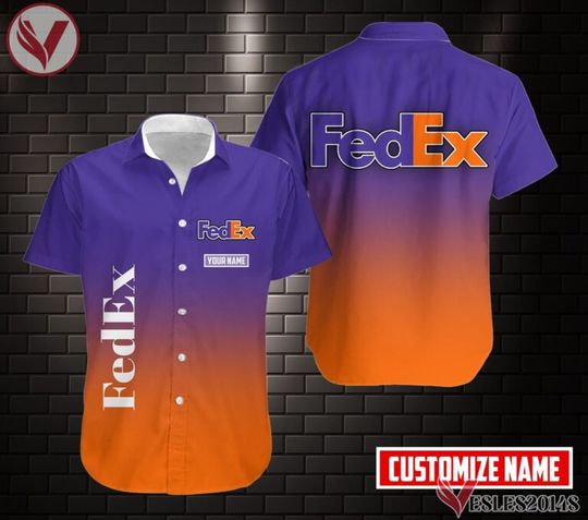 Fedex Postal Service Inspired Hawaiian Shirt, Mailman Gift, Tropical Vacation Outfit