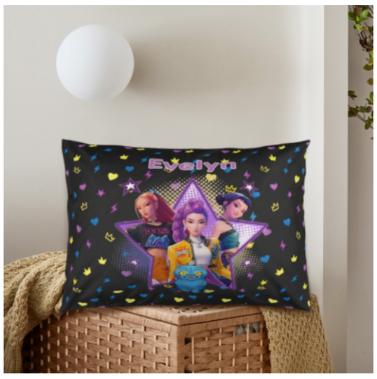 Personalized Huntrix K-Pop Demon Hunters Microfiber Body Pillowcase Charcoal Anime Style