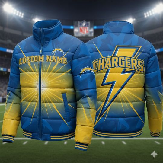 Custom Name Los Angeles Football Puffer Jacket For Men, Gift For Dad