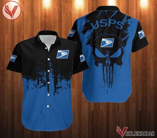 Skull Postal Service Hawaiian Button Shirt, Summer Aloha For Adult Kids