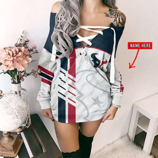 Houston Texans Personalized Lace-Up Sweatshirt