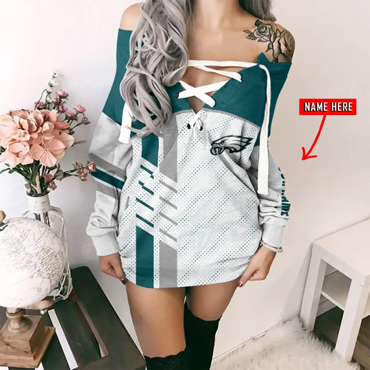 Philadelphia Eagles Personalized Lace-Up Sweatshirt