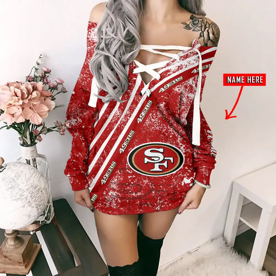 San Francisco 49ers Personalized Lace-Up Sweatshirt