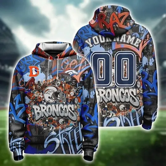 Broncos Graffiti Custom Hoodie-3D Unisex Hoodie