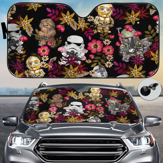 Star Wars Car Sunshade - Boba Fett, Stormtrooper, Floral and Character Designs for Car Sun Protection