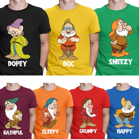 Discover Seven Dwarfs Snow White Happy Bashful Dopey T-Shirt for Men