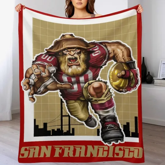 Football Fleece Blanket San Francisco Mascot Blankets Gifts for Fans