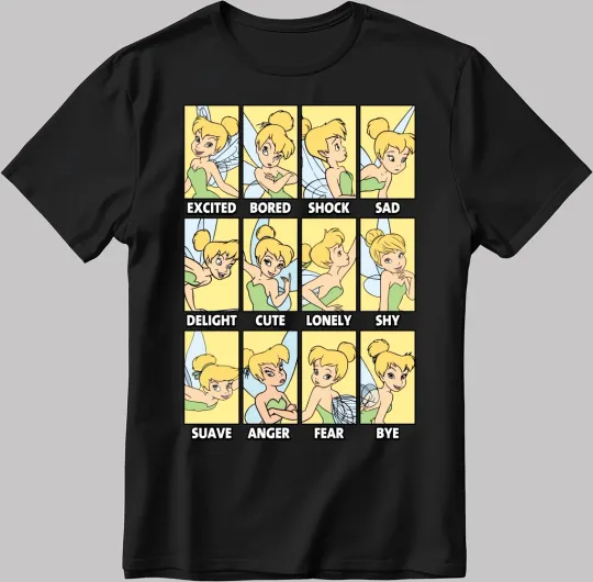 Discover Disney Tinkerbell Fairy Moods Black T-Shirt