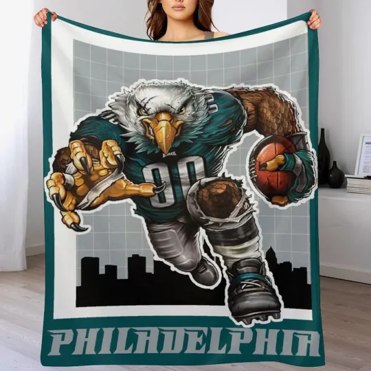 Discover Football Fleece Blanket Eagles Mascot Blankets Gifts for Fans Bed