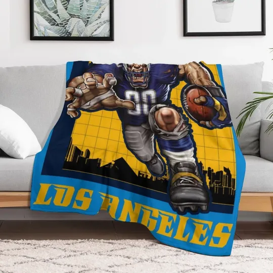 Discover Football Fleece Blanket Los Angeles Printed Mascot Blankets Gift for Fans
