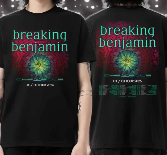 Discover Breaking Benjamin 2026 Tour UK EU T-Shirt Unisex Concert Tee