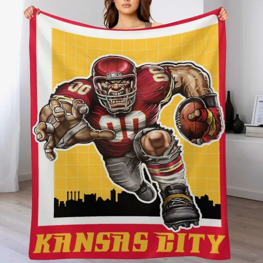 Football Fleece Blanket Mascot Blankets Gifts for Adult Youth Kids Fans