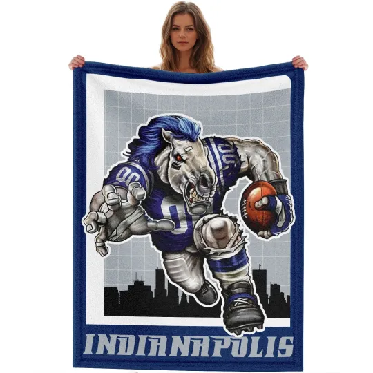 Discover Indianapolis Football Mascot Fleece Blanket for Football Fans Home Office
