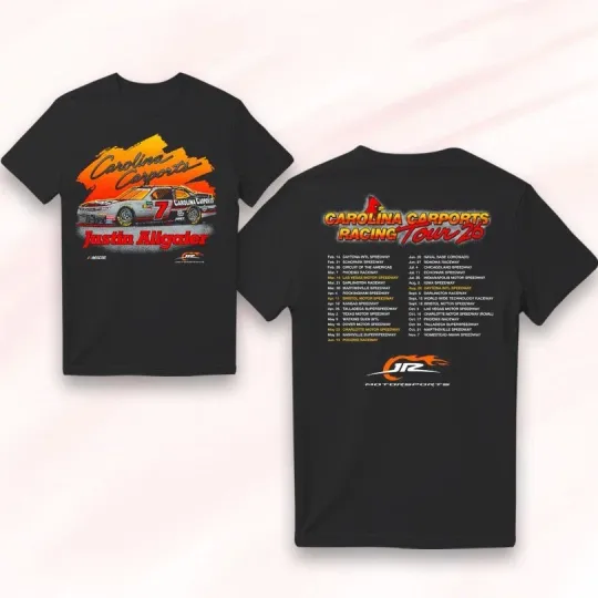 Discover Justin Allgaier 7 Carolina Carports Racing Tour 2026 T-shirt