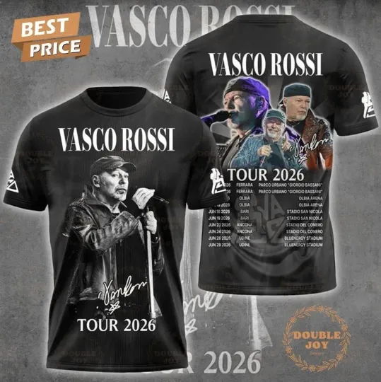 Discover Vasco Rossi Tour 2026 Special Edition Black AOP AOP T Shirt