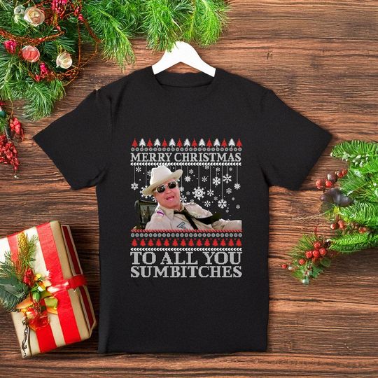 Discover Smokey and The Bandit Ugly Christmas To All You Sumbitches 2025 Unisex T Shirt