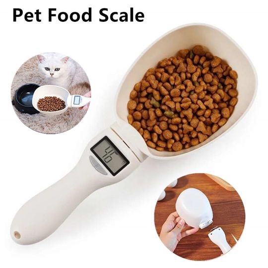 Discover Food Scale Pet Measuring Scoop LCD Electronic Precision Weighing Tool Dog Cat Feeding Digital Spoon Scale Display Kitchen Scale
