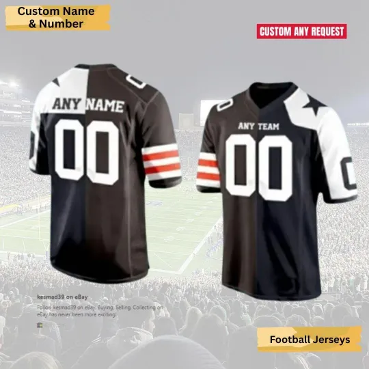 Discover Personalized Half Brown White Football Jersey Custom Request Name Number
