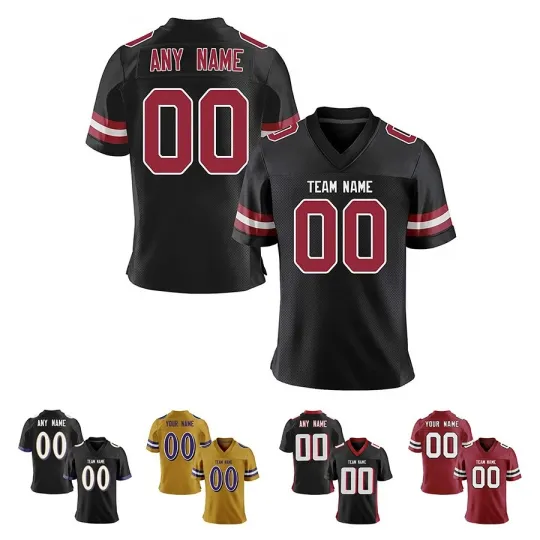 Custom Football Jersey Personalized Name Number V Neck Fans Gift Shirt All Size