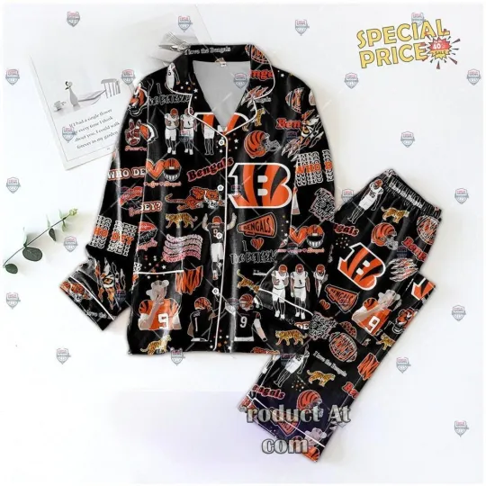 Discover Bengals Premium Black Pajama Set