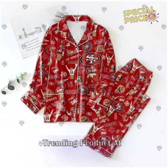49ers Men's Button-Down Pajama Set