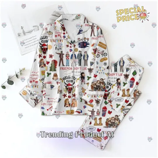 Stranger Things TV Series White Pajamas Set
