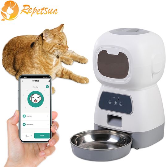 Discover 3.5L Automatic Pet Feeder For Cats WiFi Smart Swirl Slow Dog Feeder With Voice Recorder Large Capacity Timing Cat Food Dispenser