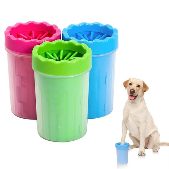 Discover 1Pc Pet Plastic Foot Wash Cup S L XL Large size silicone brush Dog cat clean foot mud removable cleaning Foot