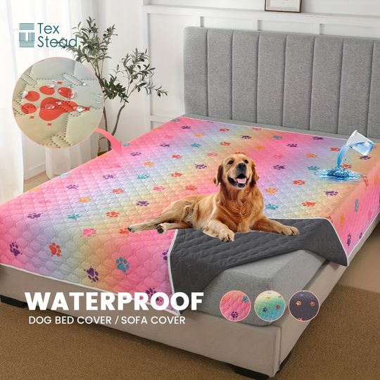 Discover Anti-Leakage Dog Bed Cover Reversible Changing Pad Reusable Camping Mat for Kids/Pet,Washable Dog paw pattern Blanket