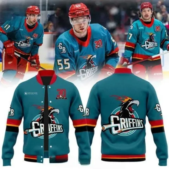 Discover Grand Rapids Griffins Hat Trick and Hoops Night Baseball Jacket