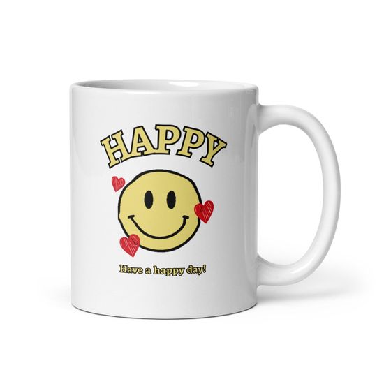 Discover Happy Face Coffee Mug: Retro Smiley, Positive Vibes