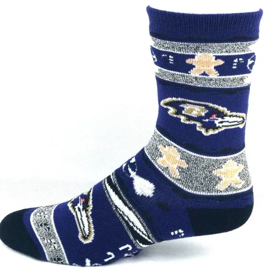 Baltimore Ravens Football Purple Christmas Gingerbread Socks
