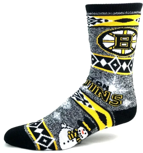 Boston Bruins Hockey Snowman Crew Socks