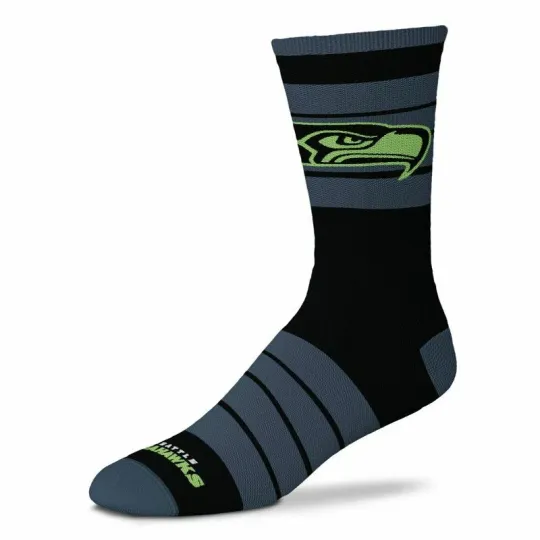 Seattle Seahawks Football Crew Socks Black Moisture-Wicking