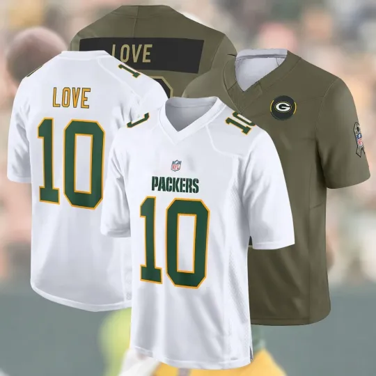 Discover NEW! Love #10 Green Bay P 2025 Name & Number Player Olive AOP Gift Fan Made