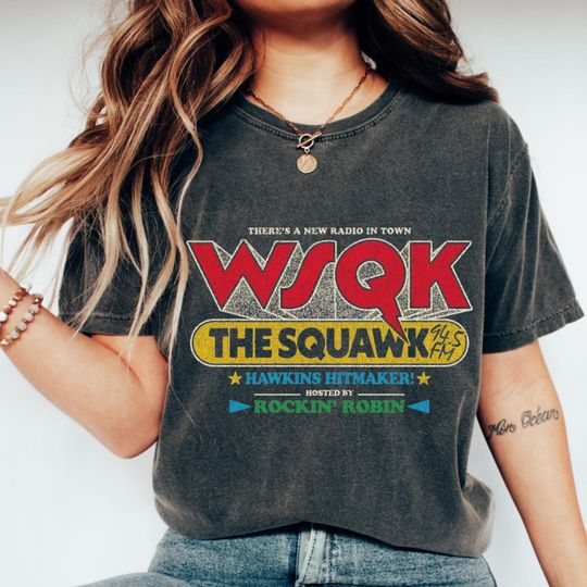Discover Vintage Stranger WSQK The Squawk 94.5 FM Radio Sweatshirt, WSQK Sweatshirt, Wsqk Shirt, Vintage Sci-fi Crewneck, 80s Nostalgic Sweater
