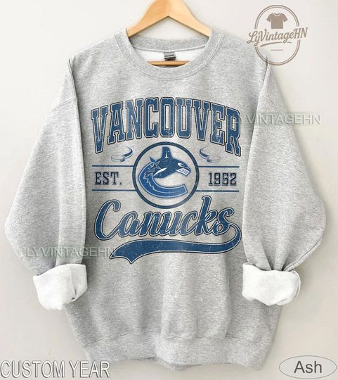 Discover Vancouver Canucks Sweatshirt, Vintage Vancouver Hockey Shirt, Vancouver Hockey Crewneck, Canucks Youth Hockey Sweater