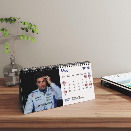 Discover 2026 Carlos Sainz Desk Calendar | 2026 Desk Calendar | Carlos Sainz
