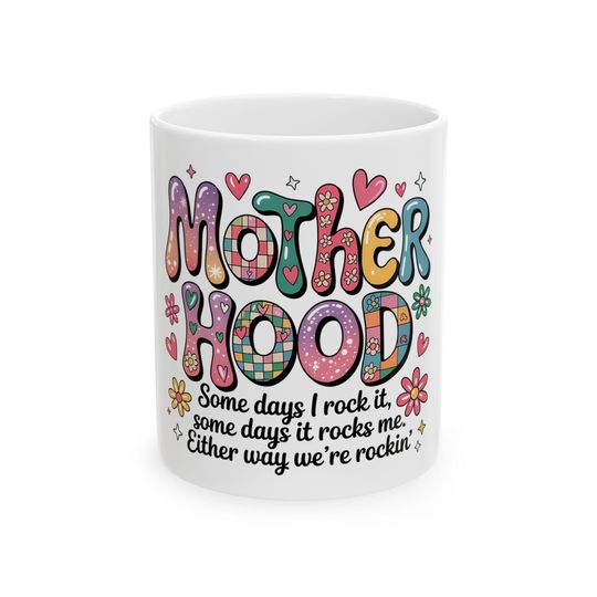 Discover Colorful Motherhood Ceramic Mug: Inspirational Mom Coffee Cup