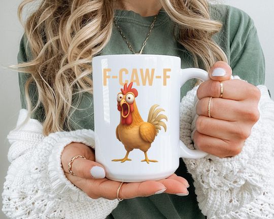 Discover Fun Mug Funny  F-Caw-ny Chicken Coffee Mugs Chicken Meme Farm Mugs Humorous Coffee Mug