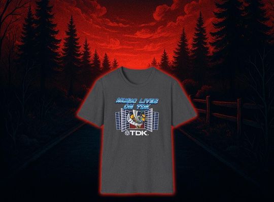 Discover Music lives on Retro Boombox | TDK Graphic T-Shirt | Tape Deck Graphics Stranger Meme