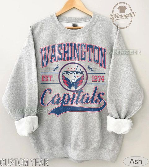 Discover Washington Capitals Sweatshirt, Vintage Washington Hockey Crewneck, Capitals Hockey Youth Sweater, Hockey Fan Gift