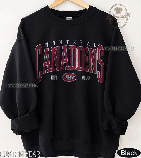 Discover Vintage Montreal Canadiens sweatshirt | Montreal Canadiens youth Sweatshirt | Hockey Mom Christmas Sweater | Personalized Hockey Christmas
