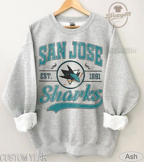Discover San Jose Sharks Sweatshirt, Vintage San Jose Hockey Crewneck, Youth Sharks Hockey Sweater, Hockey Fan Gift