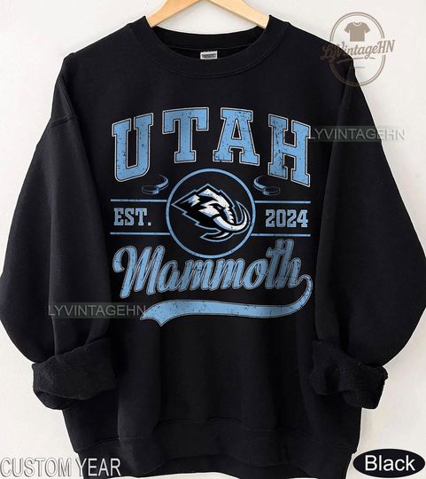 Discover Utah Mammoth Sweatshirt, Vintage Utah Hockey Crewneck, Mammoth Hockey Youth Sweater, Hockey Fan Gift