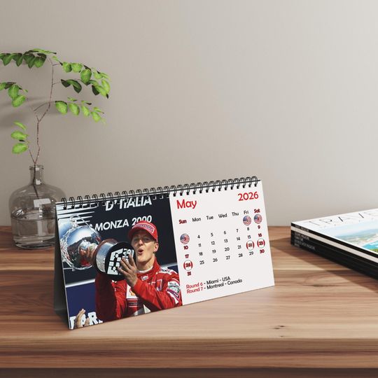 Discover 2026 Michael Schumacher Desk Calendar | 2026 Desk Calendar | Michael Schumacher | F1 Calendar | Formula 1 Gift | Formula 1 Race Calendar