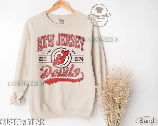 New Jersey Devil Sweatshirt, Vintage New Jersey Hockey Shirt, New Jersey Hockey Crewneck, Devils Hockey Youth Sweater