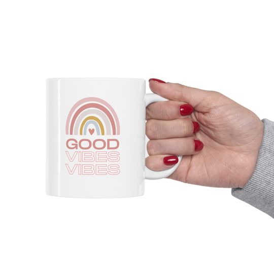 Discover Good V Ceramic Coffee Mug - Rainbow Design, 11oz