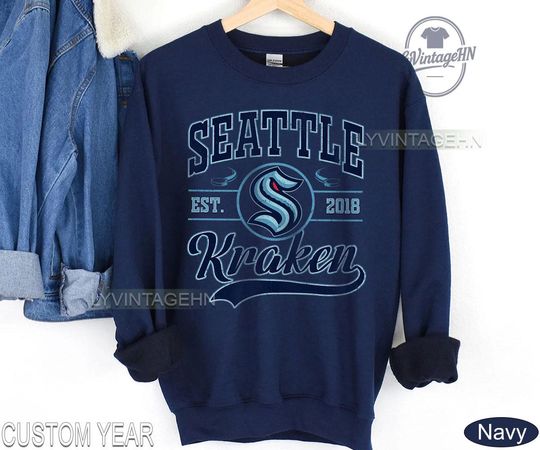 Discover Seattle Kraken Sweatshirt, Vintage Seattle Hockey Crewneck, Youth Kraken Hockey Sweater, Hockey Fan Gift